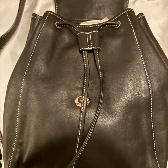 Coach Black Leather Buckle Backpack